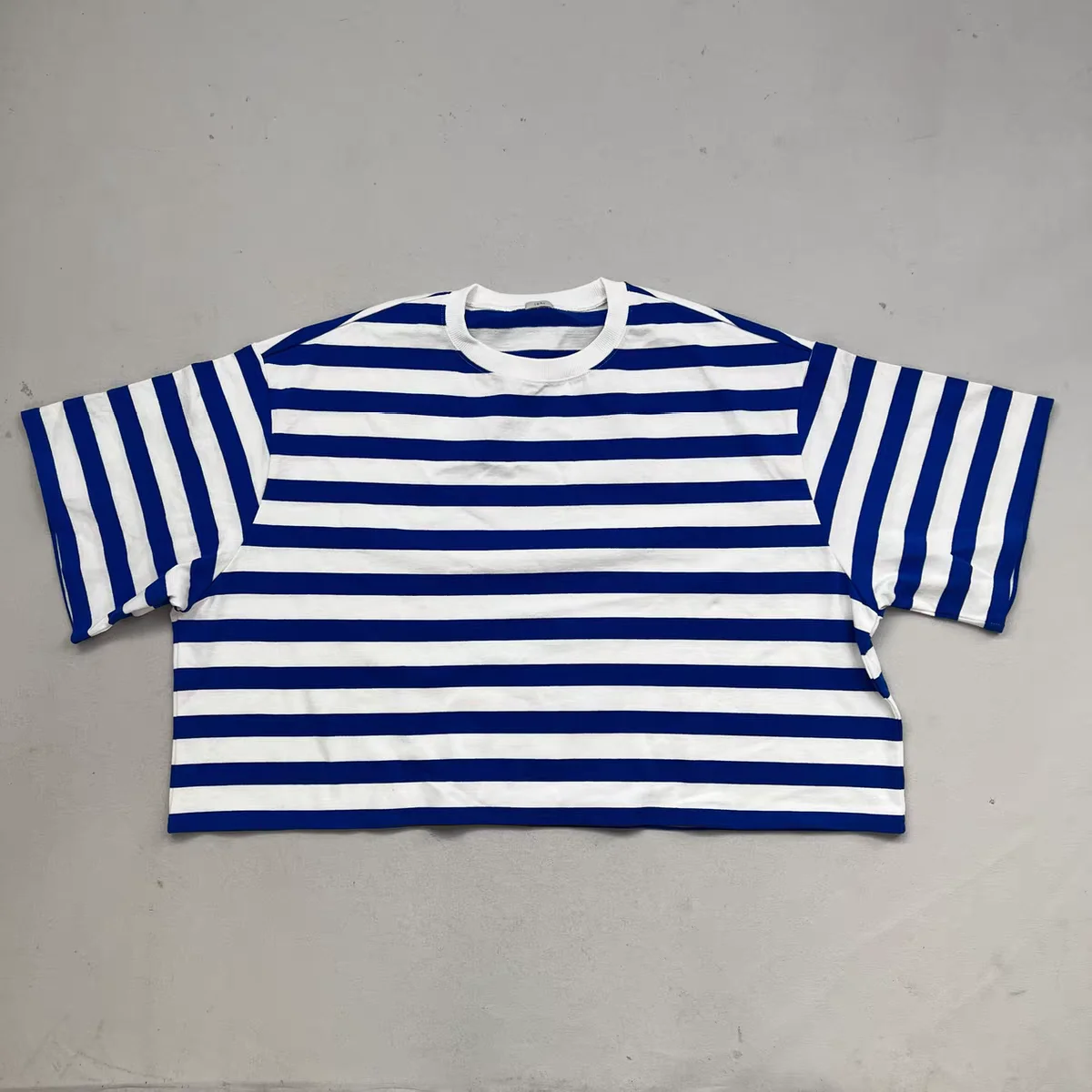 

Summer Casual Loose Women's T-irt Pure Cotton ort Sve round Ne Stripe Pattern High Weight Versatile Comfortable Top