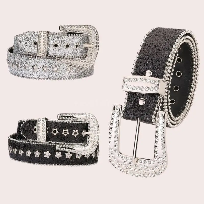 

Gothic Waist Belts for Jeans Studded Rhinestones for Punk Girls Street Impressive Gothic Stage Street Dance