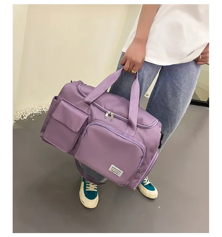 Bolsa de viaje de gran capacidad para mujer, bolsa de gimnasio para fin de semana, bolsas de lona para la noche con comp