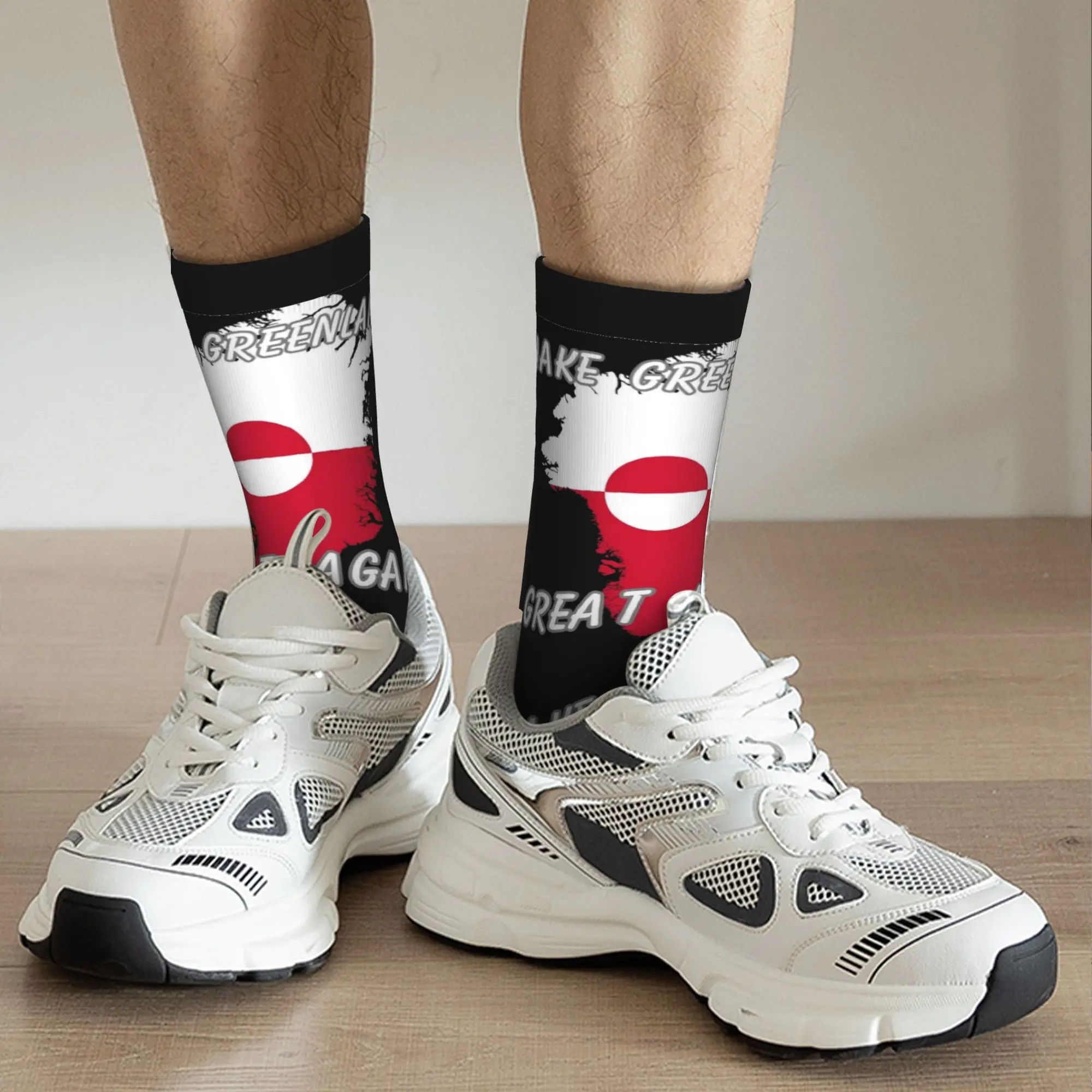 

Модные баскетбольные носки Fashion Make Greenland Great Again, длинные носки из полиэстера для женщин и мужчин, нескользящие