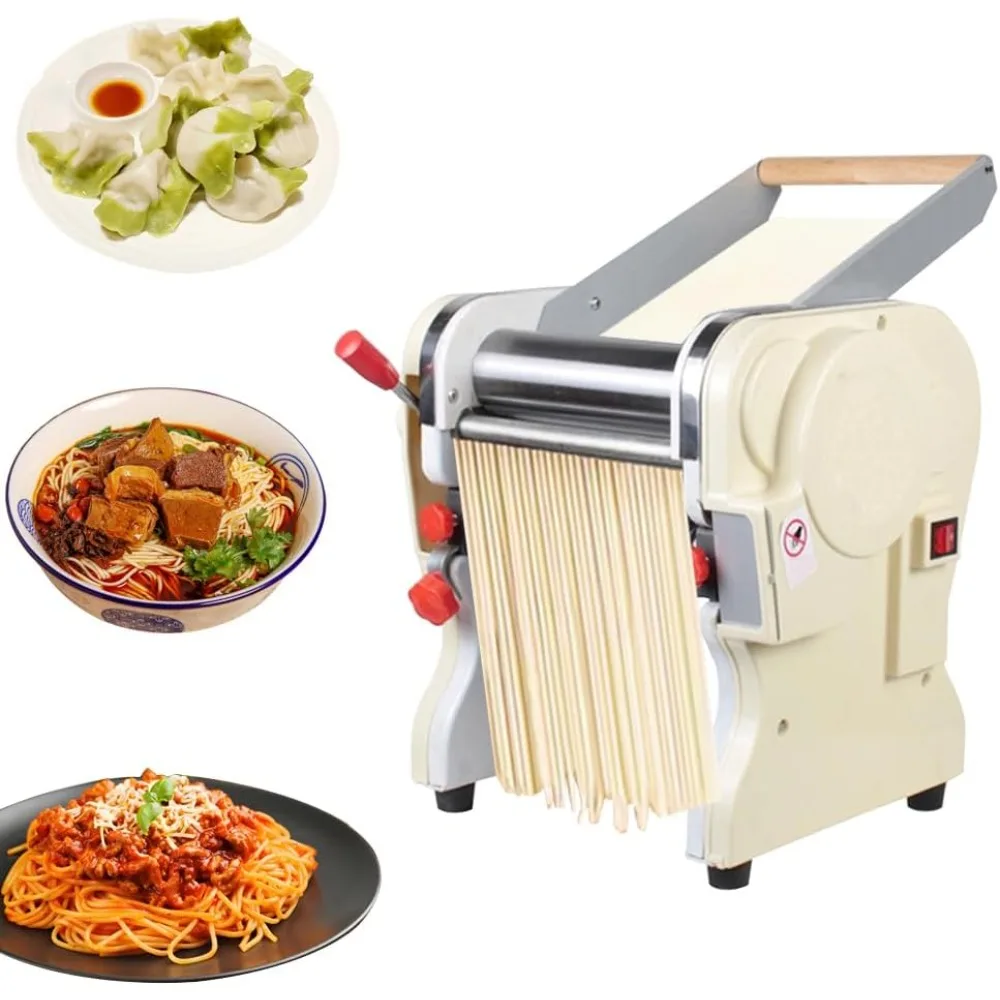 

Electric Pasta Maker Stainless Steel Automatic Noodle Machine Adjustable Thickness with 3mm Round Knife Noodle Pressing Maker