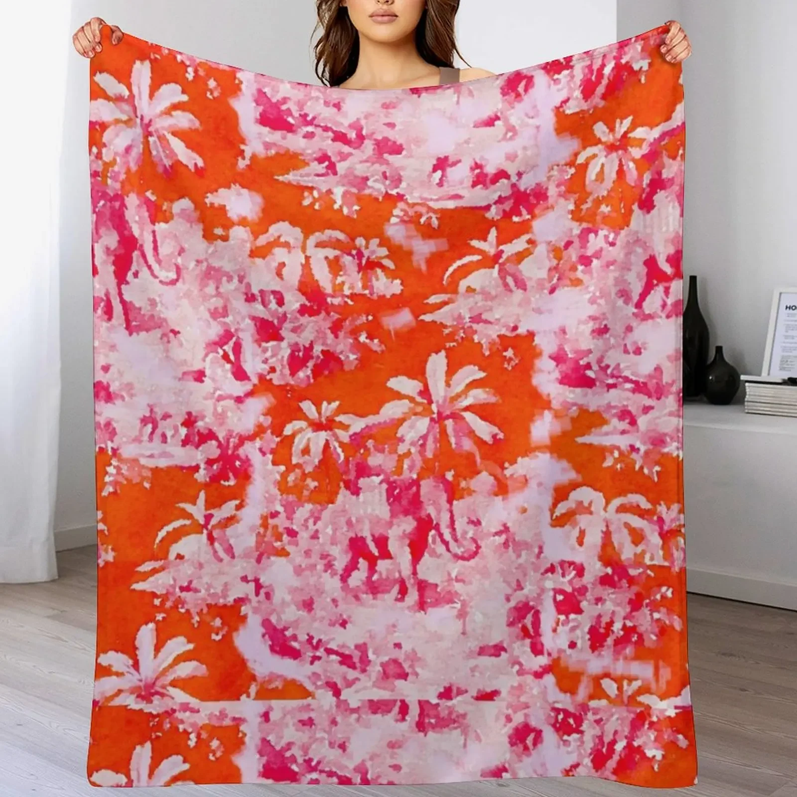 

Orange and pink chinoiserie watercolor Throw Blanket anime Baby Heavy Retros Blankets
