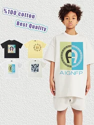 Summer Boys Tees Cotton Letter Print Kids Short sleeve Tops Fashion Casual Wear Children's Clothing Trend Teen Boy T-shirt 3-15Y