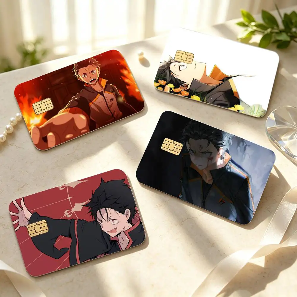 Re Zero Natsuki Subaru  HD Waterproof Credit Card Stickers Silicone Decals For Chip Game Cards Gift