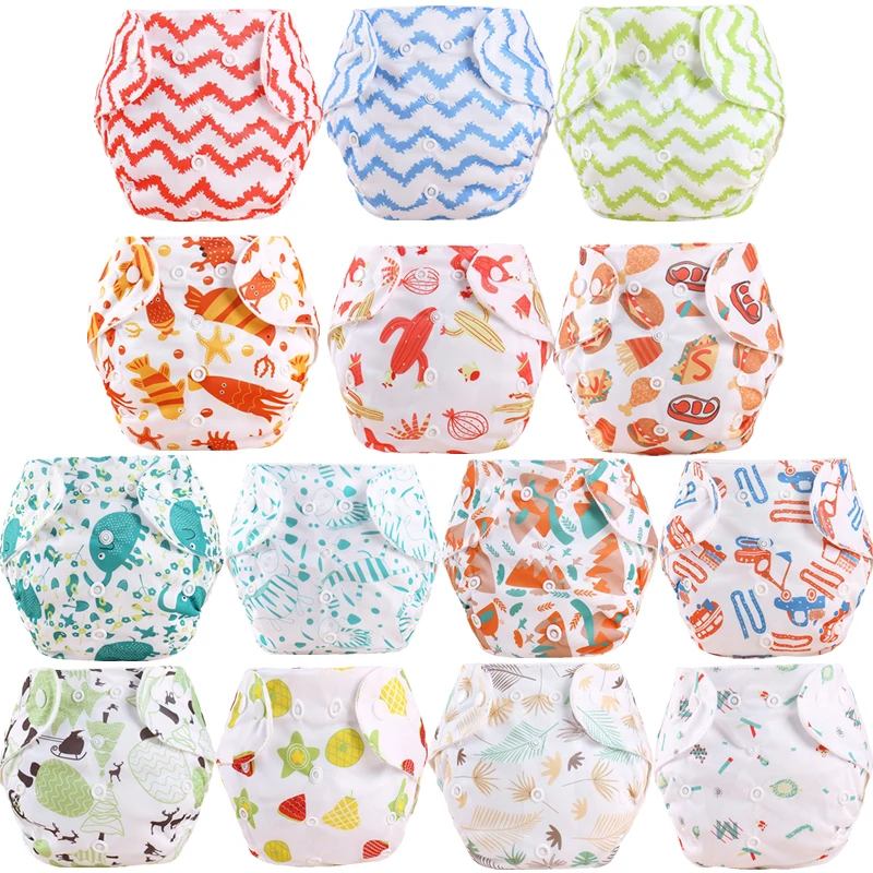 Baby Training Pants 6 Layers Baby Cloth Diaper Reusable Washable Solid Color Cotton Elastic Waist Cloth Diapers 3-15KG Nappy