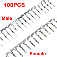 100PCS Dupont Connector 2.54mm Jumper Wire Cable Pin Connector Terminal Female Male Pin Connector for Housing Jumper