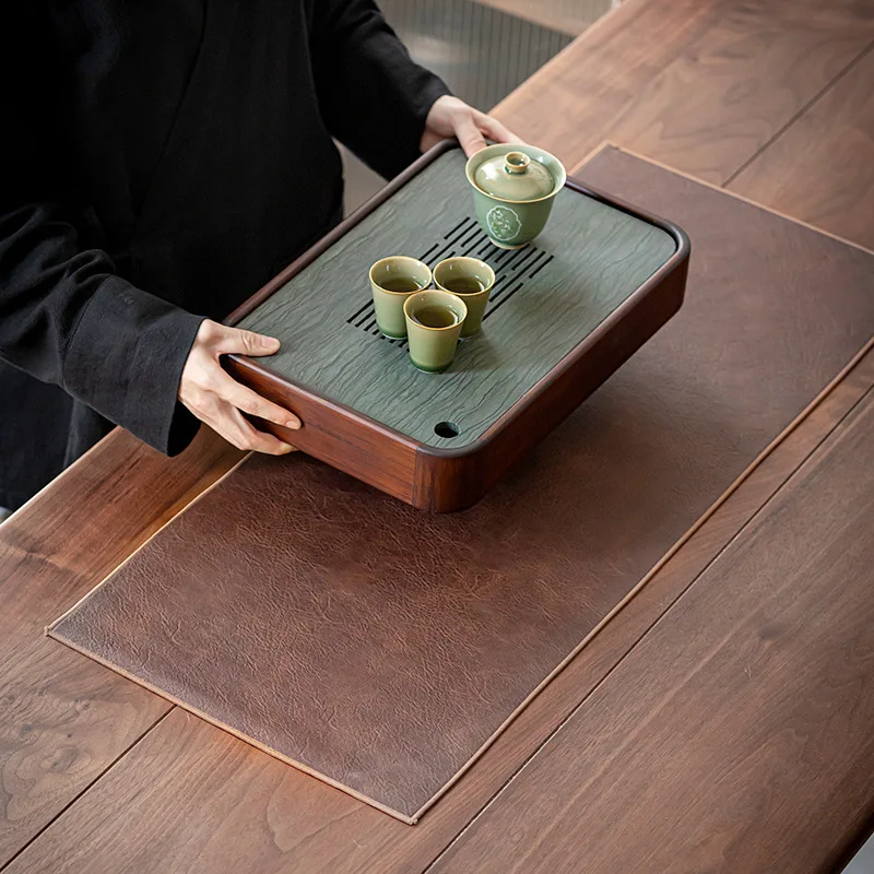 Imagem -06 - Tapete de Mesa de Couro de Luxo Casa Decoração da Cozinha à Prova Impermeável Água Zen Chá Esteira de Isolamento Térmico Casa Tigela Esteira de Chá Cerimônia