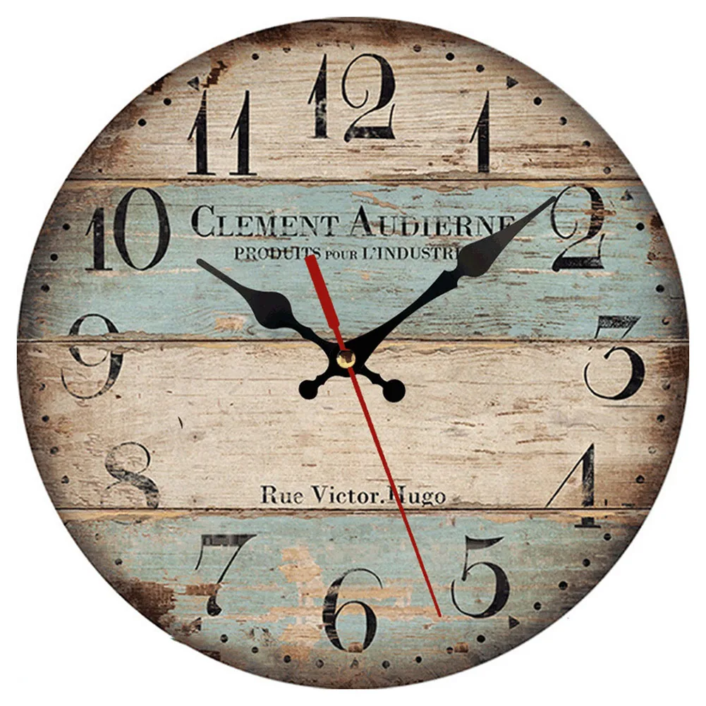 Enhance Your Decor  Vintage Wall Clock Round Silent Clocks  European Style Wooden Carfts Decoration  30cm/12in  Silent Mechanism