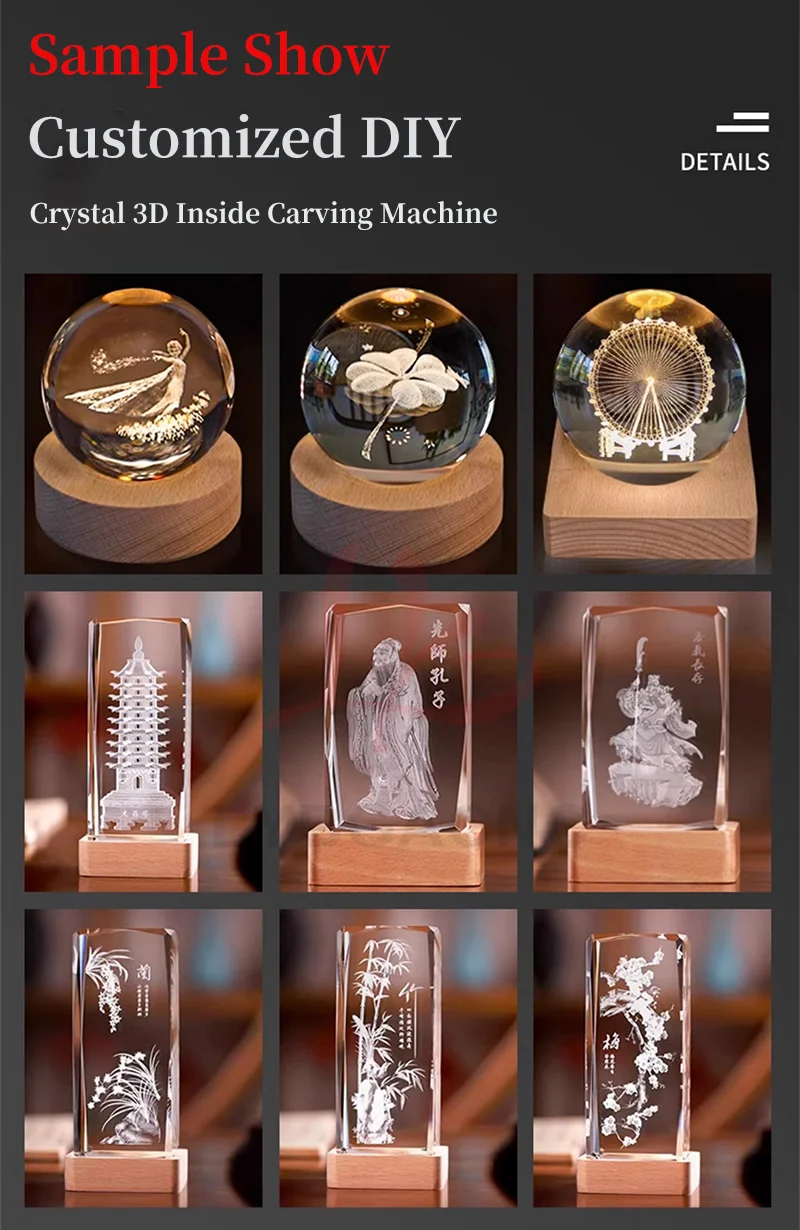 LY UV 5 واط 10 واط ثلاثية الأبعاد آلة الحفر بالليزر الداخلي سطح المكتب المحمولة المغلقة نوع للمواد الكريستال والزجاج الاكريليك