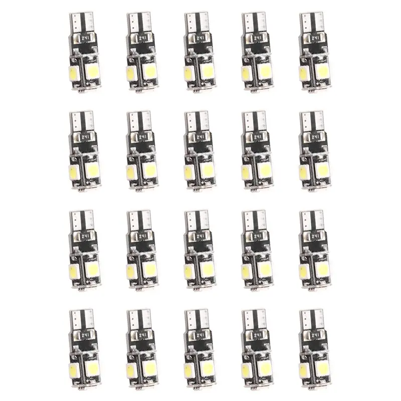 N26R-Canbus Compatible 20Pcs LED T10 5050 5SMD For Automobiles Universal Lighting Components