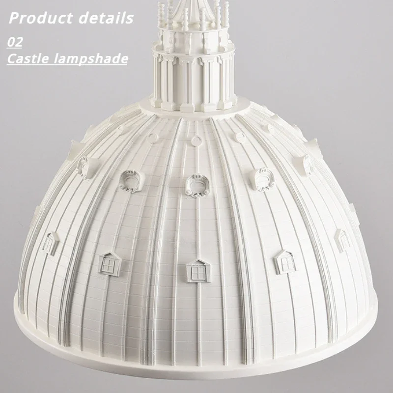 Castle Resin Lampshade Pendant Light French Relief Ceiling Chandelier Living Room Decor Dining Table Lighting Bedroom LED Lamps