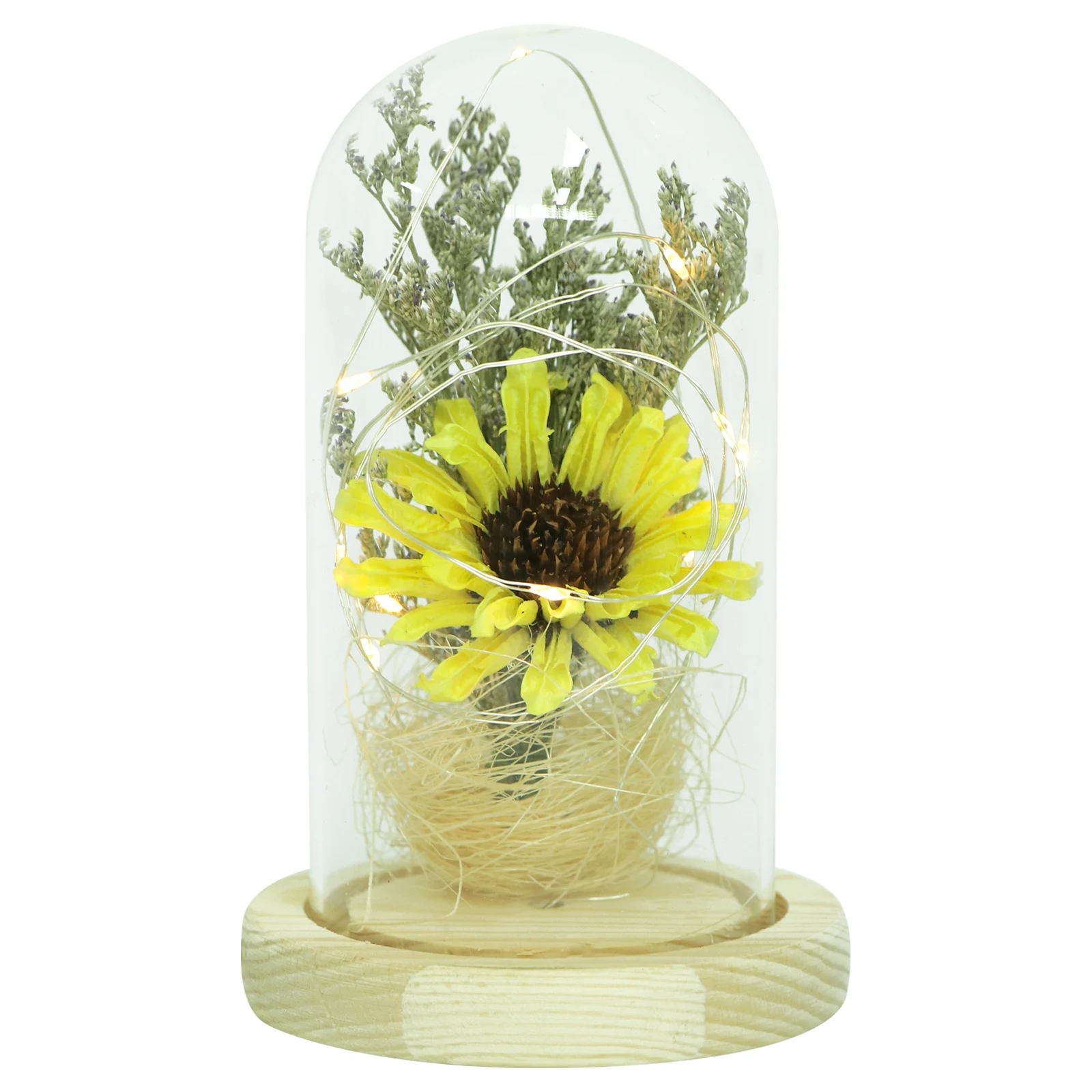

Sunflower Ornaments in Glass Desktop Decor Adorable Decoration for Home Table Retro Art Air Dried Natural