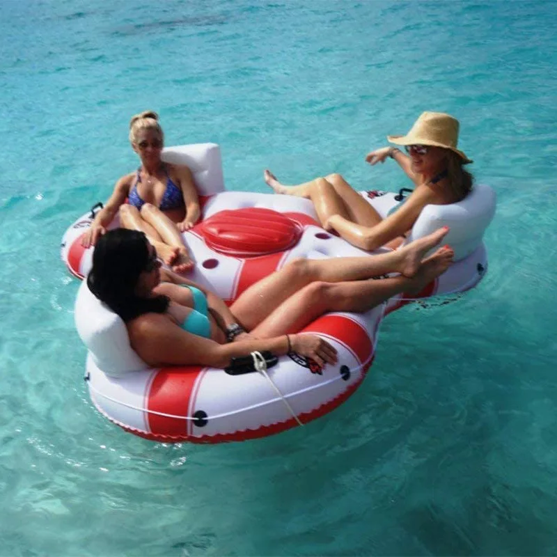 عوامة نجاة عائمة قابلة للنفخ من مادة PVC سميكة من مادة PVC لثلاثة أشخاص للسباحة في حمام السباحة للأطفال #5