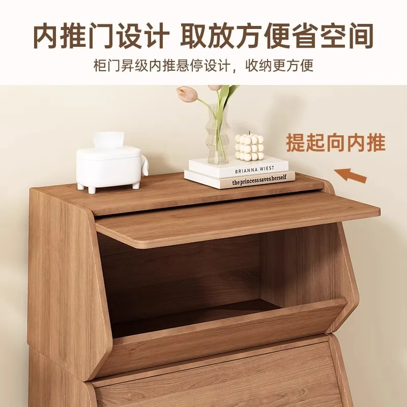 Solid wood storage cabinet can be stacked with living room sofa side cabinet bedside table children's toys snacks locker locker