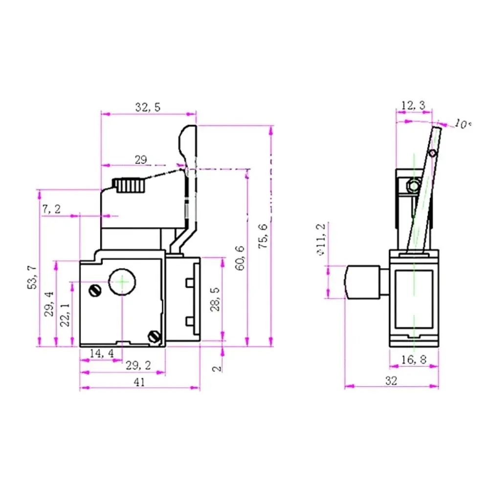 1Pcs New Speed Control Electric Drill Trigger Switch Lock On Power Adjustable Speed Switch Hand Drill AC 220V/6A FA2/61BEK