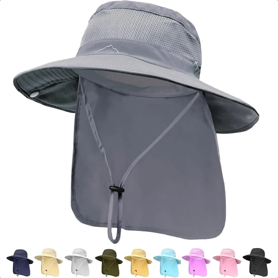 

ZOORON Sun Hats for Men Women Fishing Hat with Neck FlapUPF 50+ Sun Hat Waterproof Wide Brim Bucket Hats for Safari Hiking