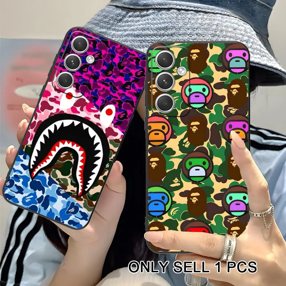 Luxury A-Bape-S Phone Case for Samsung Galaxy S26 S25 S24 S23 S22 S21 S20 Note20 Plus FE Ultra Soft TPU Shockproof Cover