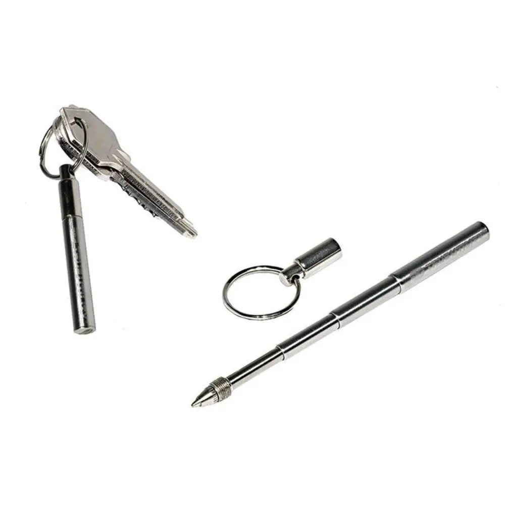 Durable Stainless Steel Telescopic Pen with Keychain Portable Mini Keychain Pen Tiny Tiny Key Ring Pen Gift