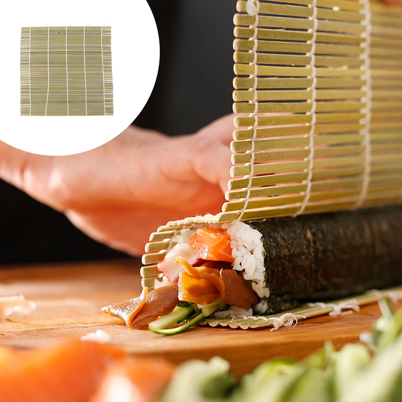 

1 Bamboo Sushi Roller Mat Sushi Rolling Kitchen Sushi Making Tool (24x24cm) sushi mat sushi rooler sushi making roller