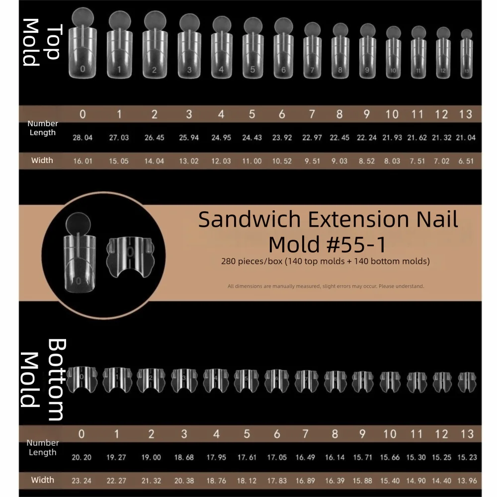 

280 шт. 14 размеров, двойные формы для наращивания ногтей, квадратные и овальные, прозрачные, двухслойные, многоразовые