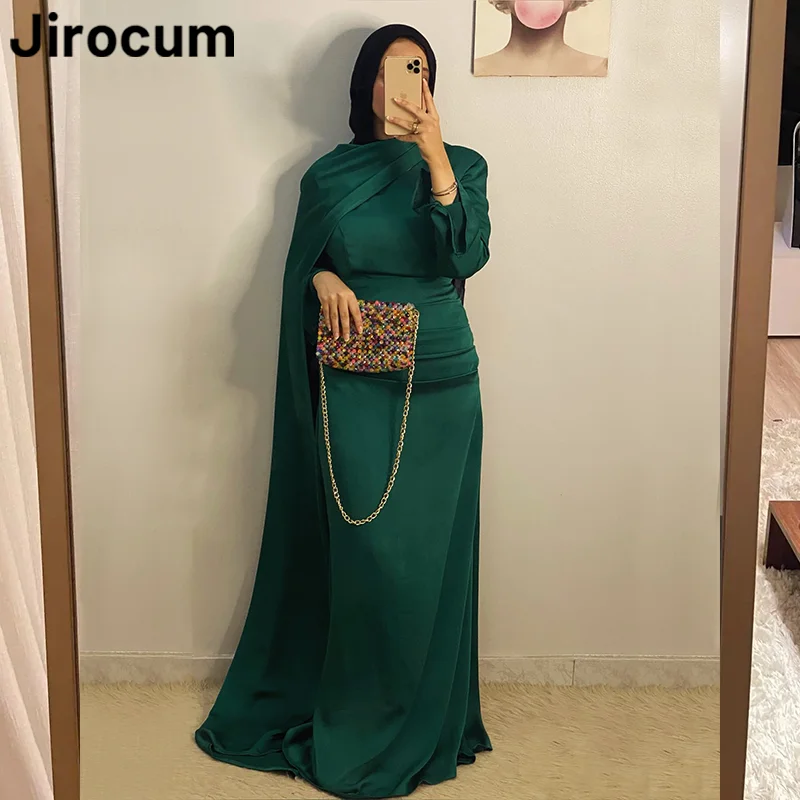 Jirocum Elegantes grünes muslimisches Abendkleid für Damen, O-Ausschnitt, Party-Abendkleider, knöchellang, Meerjungfrau, Kleider für besondere Anlässe, individuell gestaltet