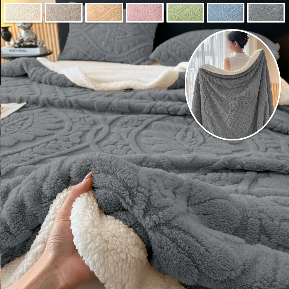 Autumn Winter Double Layer Fleece Blanket Thick Warm Office Nap Throw Blankets for Sofa Bed Single Double Soft Plush Comforter