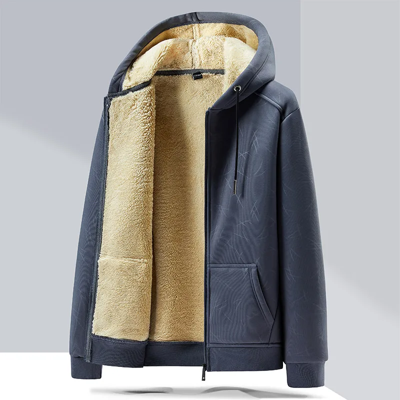 

Зимний новый свободный повседневный спортивный кардиган, свитер, мужской флисовый утолщенный флис ягненка, теплая зимняя куртка с капюшоном