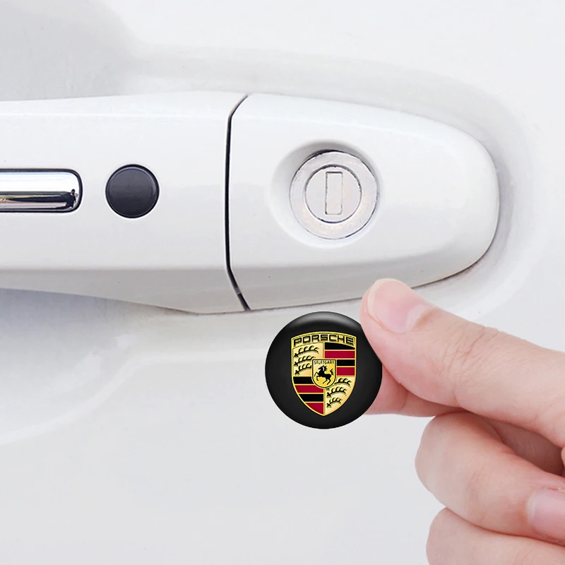 4PCS Car Door Lock Eye Stickers Protect Against Dirt Stickers For Porsche 911 Cayenne Carrera-GT 928 Panamera Boxster Macan 918