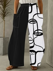 Women's Fashion Loose Wide Leg Pants Casual 3d Abstract Printed Trousers Autumn And Winter Women's Vacation Trousers Clothing