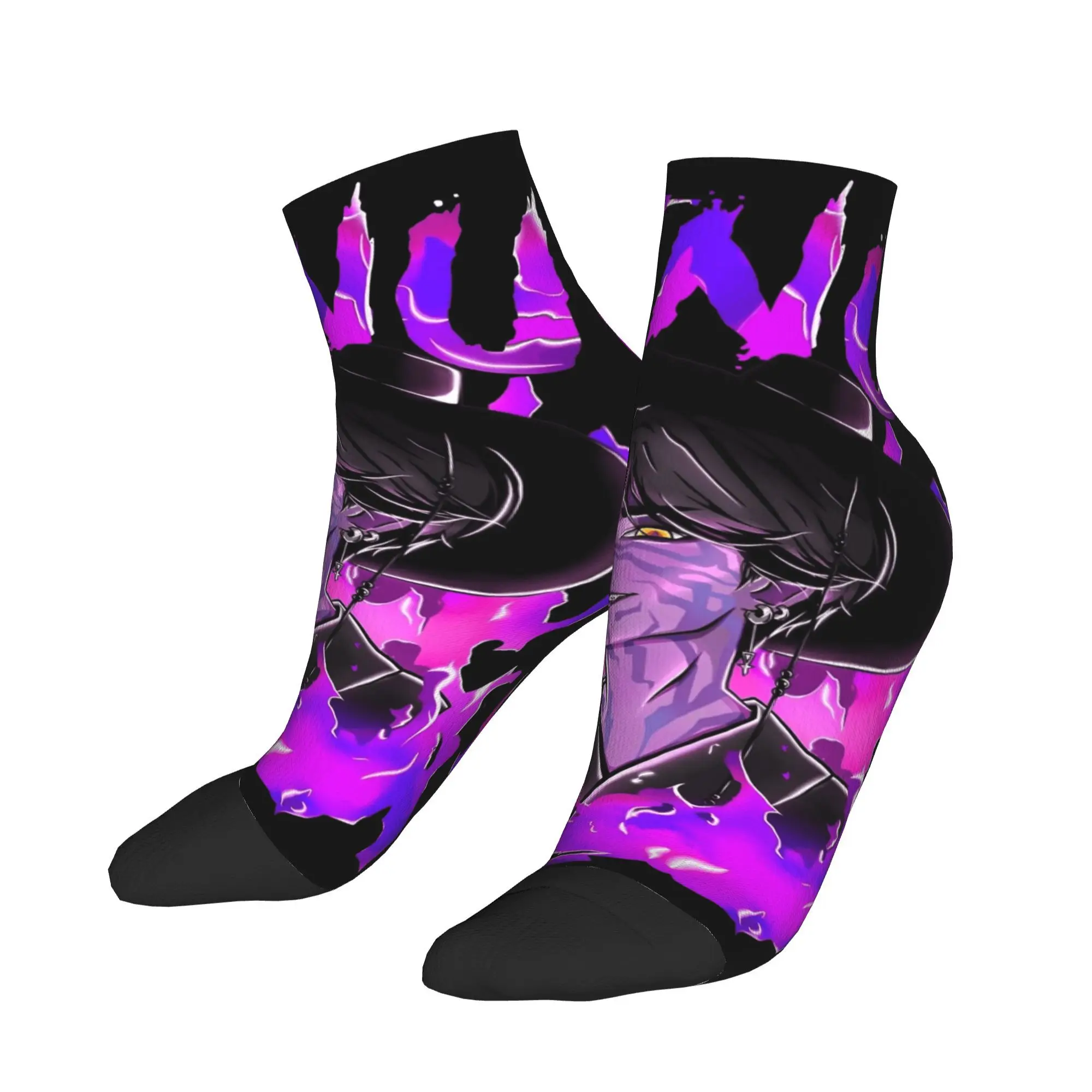 

Носки до щиколотки для мужчин Jinu Purple Flame Аниме Повседневные носки KPOP Demon Hunters Design Нескользящие удобные мягкие осенние велосипедные носки