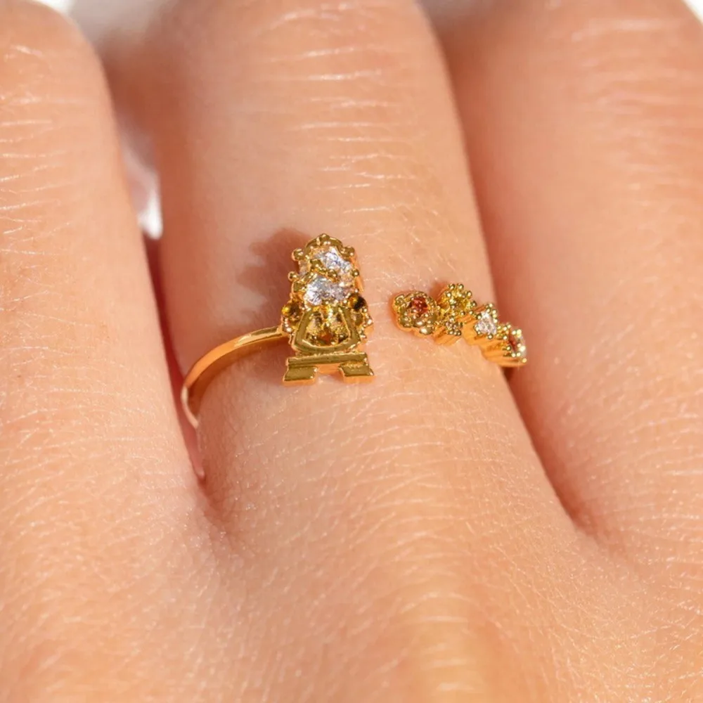 Adjustable Gold Plated Stackable Rings Set for Women Cute Crystal Zircon Stacking Finger Rings Dainty Fairy Jewelry Gift