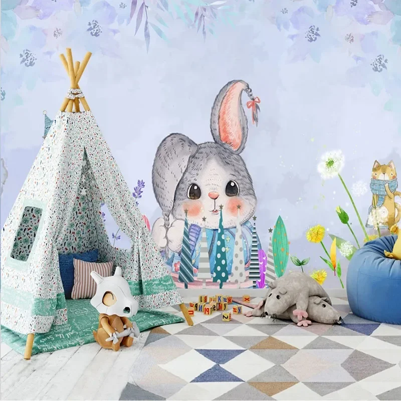 Custom 3D Mural Wallpaper Simple Bunny Children's Room Background Wall Wallpaper For Bedroom Walls Home Décor Papel De Pared