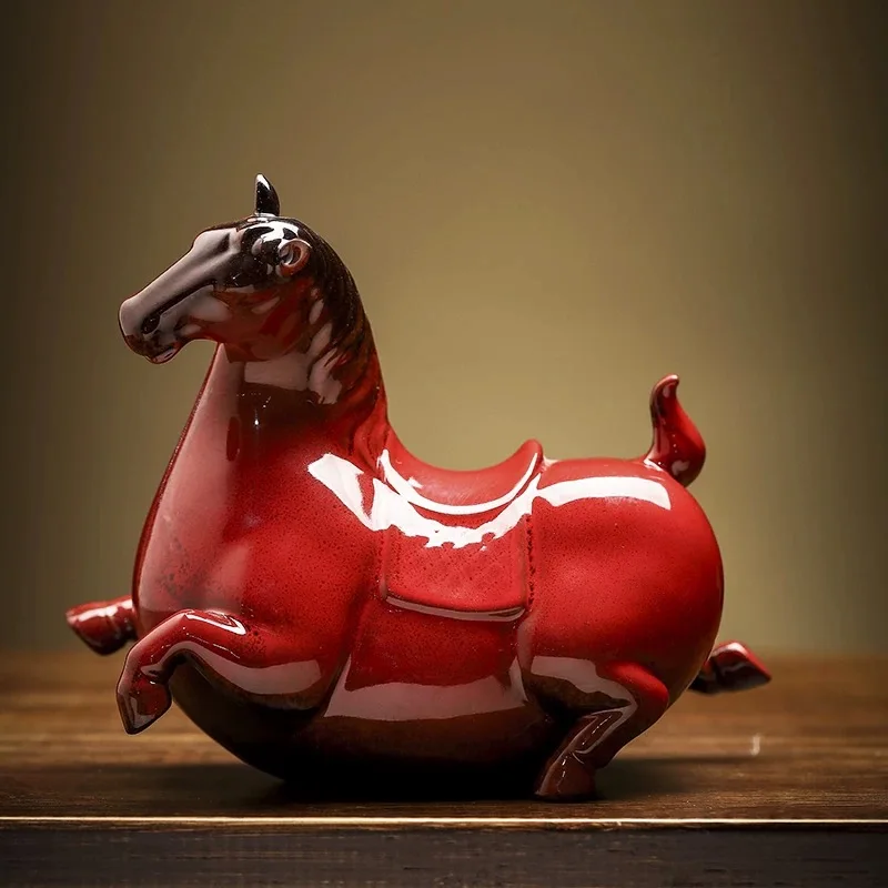 

Chinese Retro Handmade Ceramic Animal Statue Horse Simulation Modern Home Decoration Accessories Ornaments Decor
