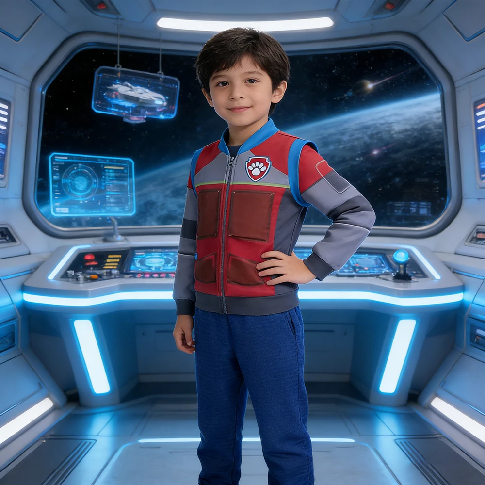 3 pçs crianças conjuntos meninos dos desenhos animados cão líder ryder cosplay traje com máscara para carnaval aniversário vestir-se crianças roupas de festa