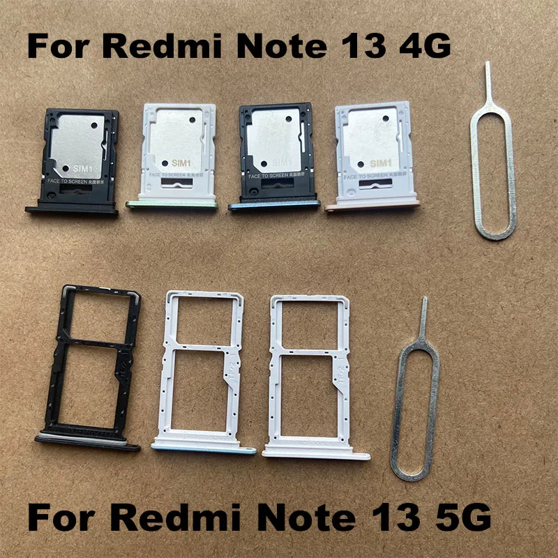 New Sim Card Tray For Xiaomi Redmi Note 13 4G 5G Slot Holder Socket Adapter Connector Repair Parts Replacement