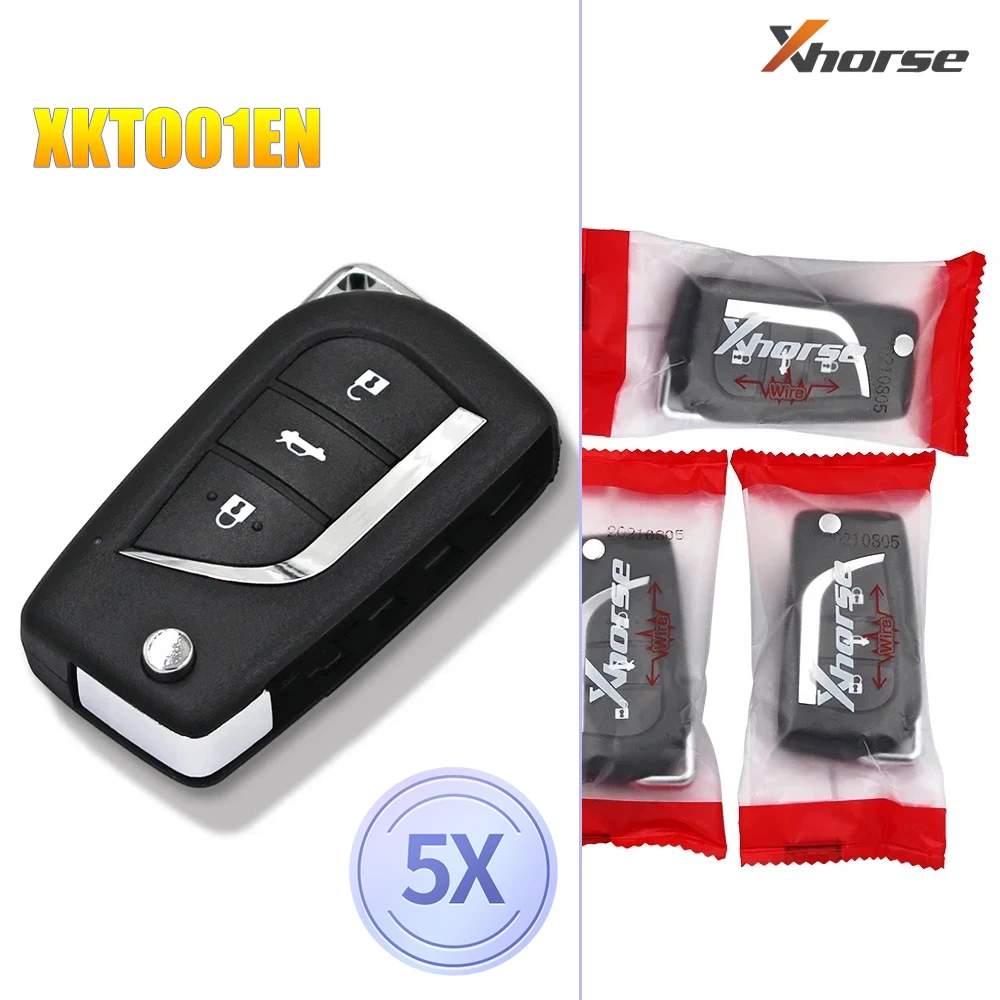 5PCS Xhorse 2 Buttons XKTO01EN Flip Remote Xhorse VVDI Remote Wire Remote Key for VVDI Key Tool Global Version xkto01