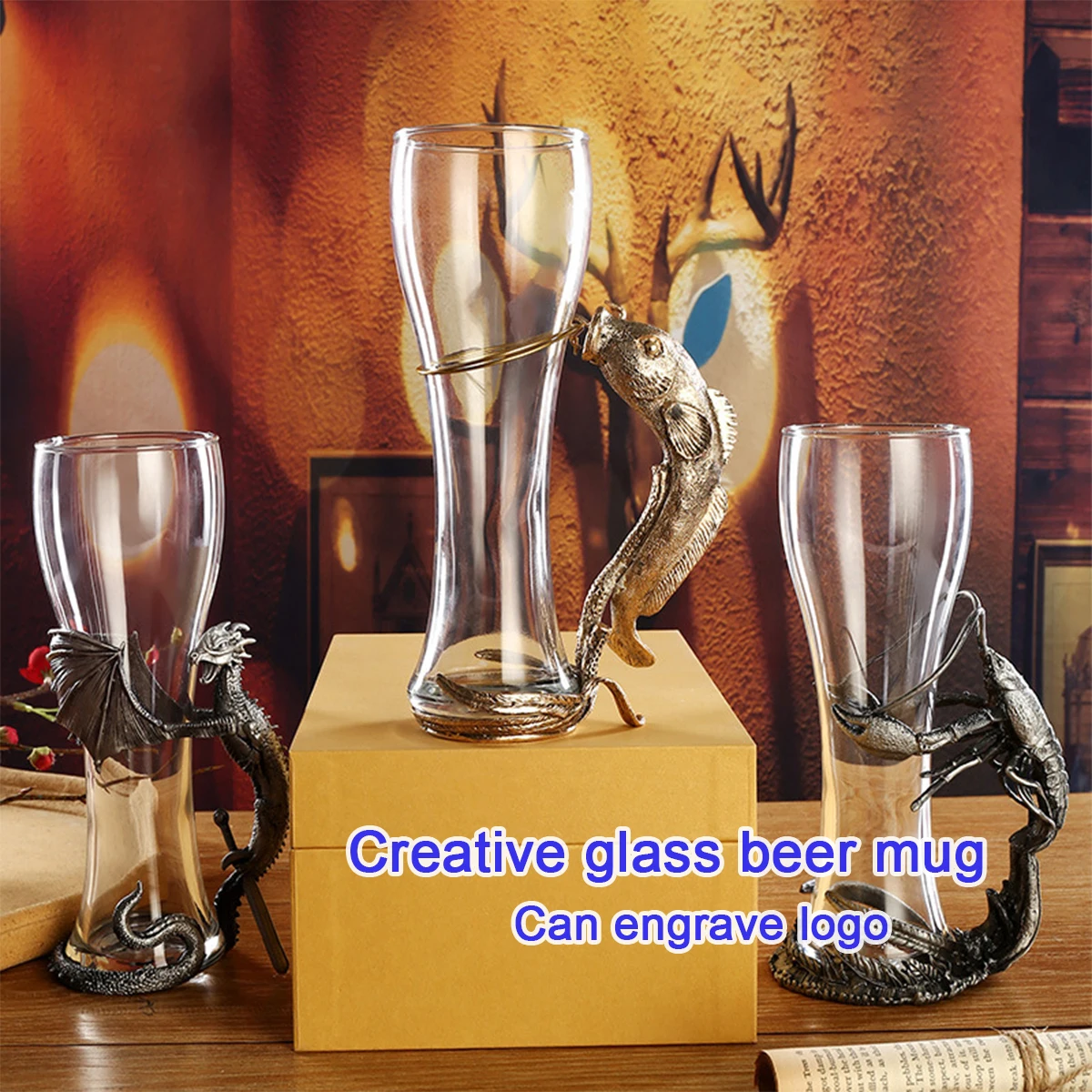 (Можна гравировку логотипа) Стеклянная чашка для пива 460 мл с ручкой, стакан для пива Creative Bar KTV Draft, стакан для домашнего напитка, стакан для сока