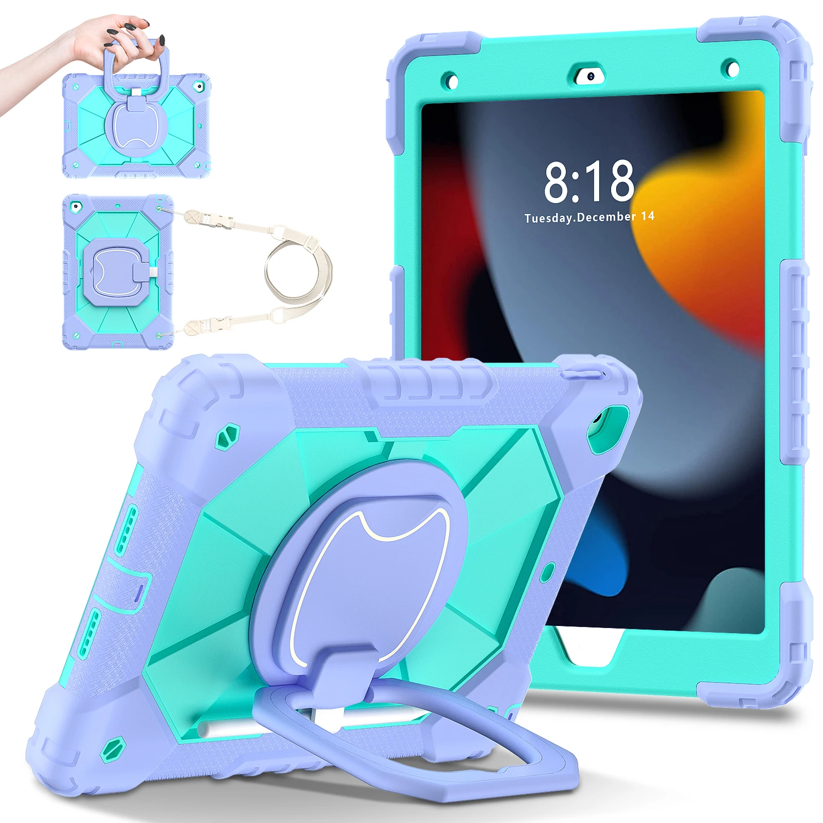 Obrotowe etui z uchwytem do iPad A16 2025 11. generacji 10.9 2022 10. generacji 10.2 7. generacji 8. generacji 9. generacji Air2 Pro 9.7 2017 2018 Pokrowiec z paskiem na ramię