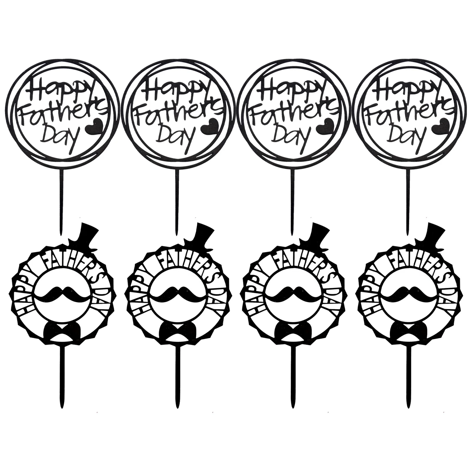 

8 Pcs Acrylic Cake Topper Inserts Father Day Elegant Color Safe Material Photo Prop Cake