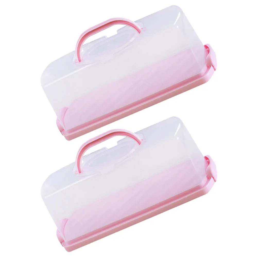 

2 Pcs Rectangular Toast Box Airtight Bread Containers Portable Cake Storage Loaf Snack Holder Transparent Food Preservation