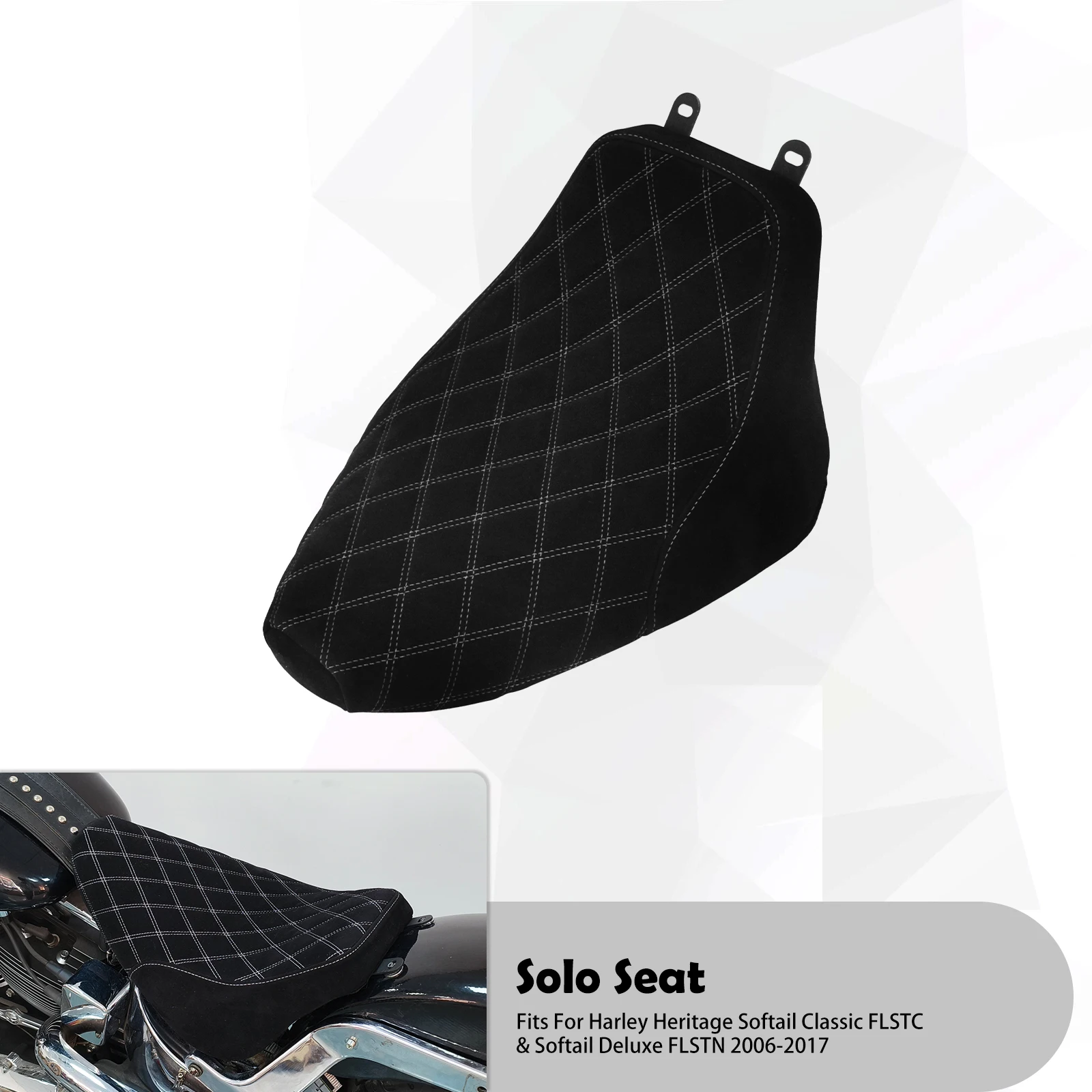 Driver Solo Seat Motorcycle Front Low Profile Seat Diamond Kussen Voor Harley Softail Classic Heritage FLSTC Deluxe FLSTN 06-17