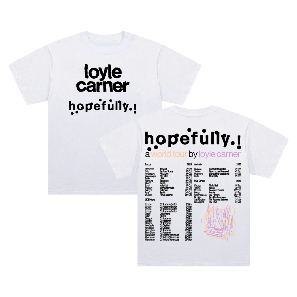

Loyle Carner Hopefully World Tour 2025 T-shirt Unisex Crewneck Short Sleeve Cotton Tee Women Men Streetwear Tops