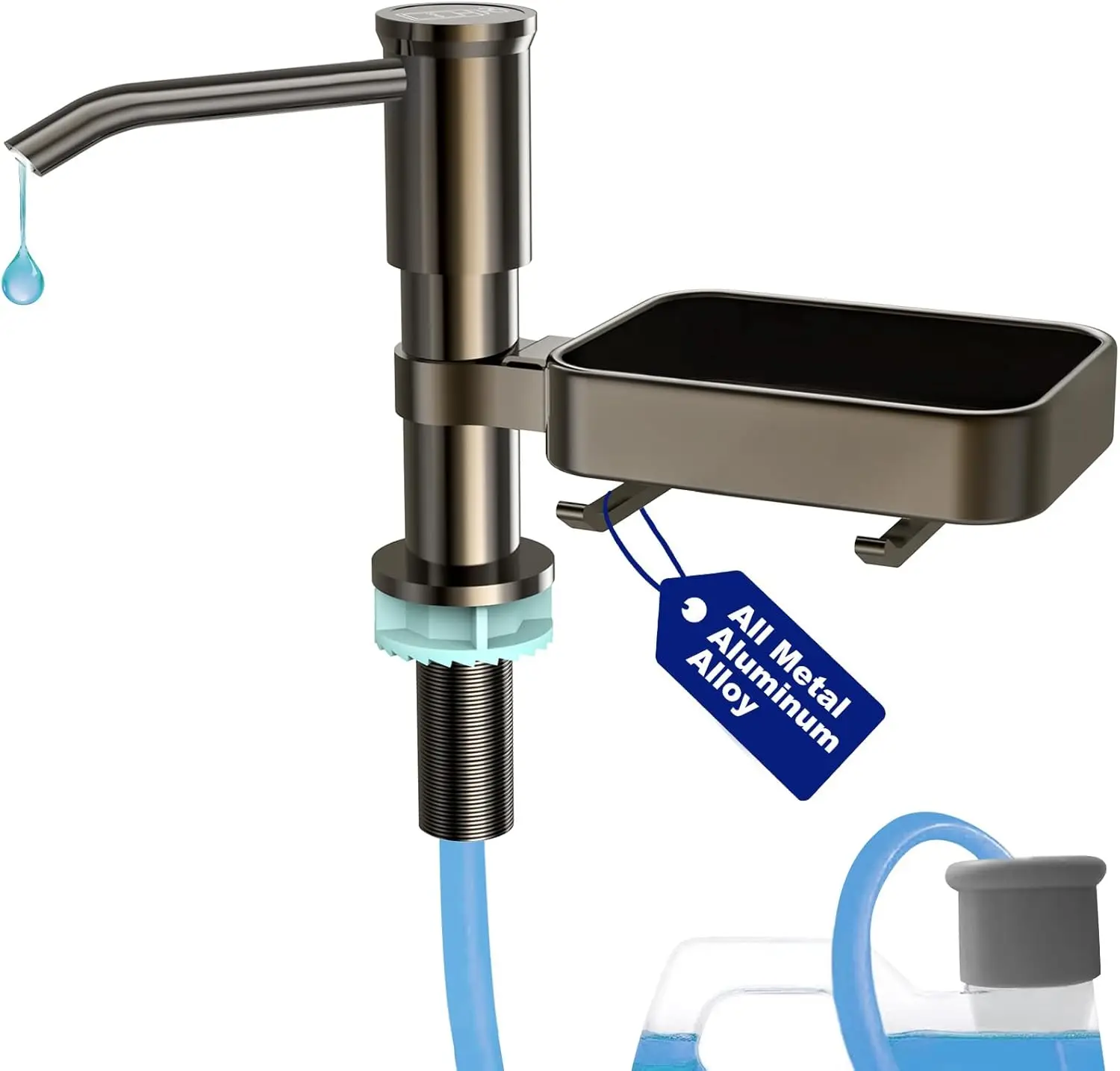 

Soap Dispenser for Kitchen Sink, Built in Sink Soap Dispenser with Sponge Rack, Countertop Soap