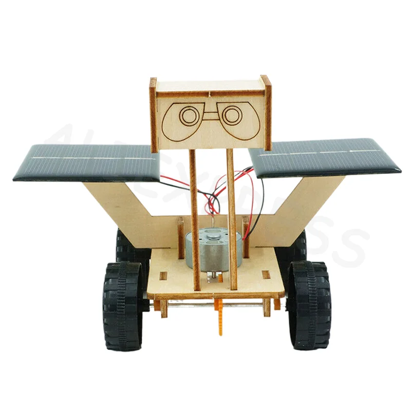 DIY Handmade Solar Powered Mars Rover Model Toy for Children Educational Wooden Building Kit Technological Small Maker Puzzle