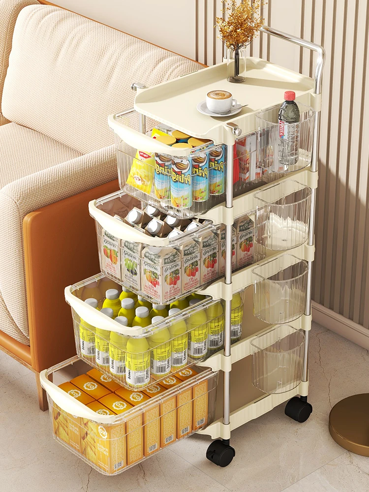 Snack cart, household kitchen, living room, baby supplies, movable drawer style storage box, storage cabinet, shelf