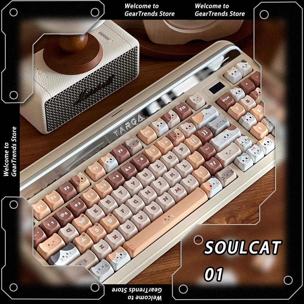 

Новый механический колпачок SOULCAT 01, PBT, специальный модный набор колпачков с милым котом для девочек, аксессуары для ПК, ноутбуков, подарки, существующие