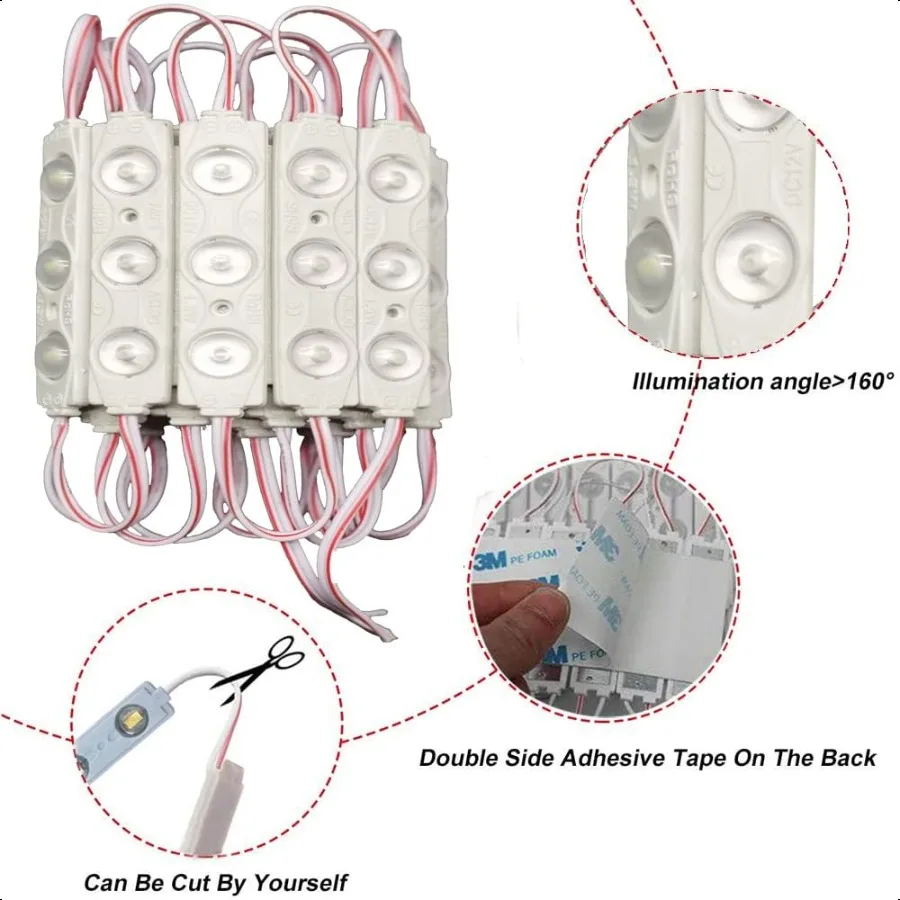 Modulo LED Luce decorativa a LED bianca 20 pezzi 9,8 piedi 2835 SMD 150LM per modulo LED IP65 Luce decorativa impermeabile per lettera Si