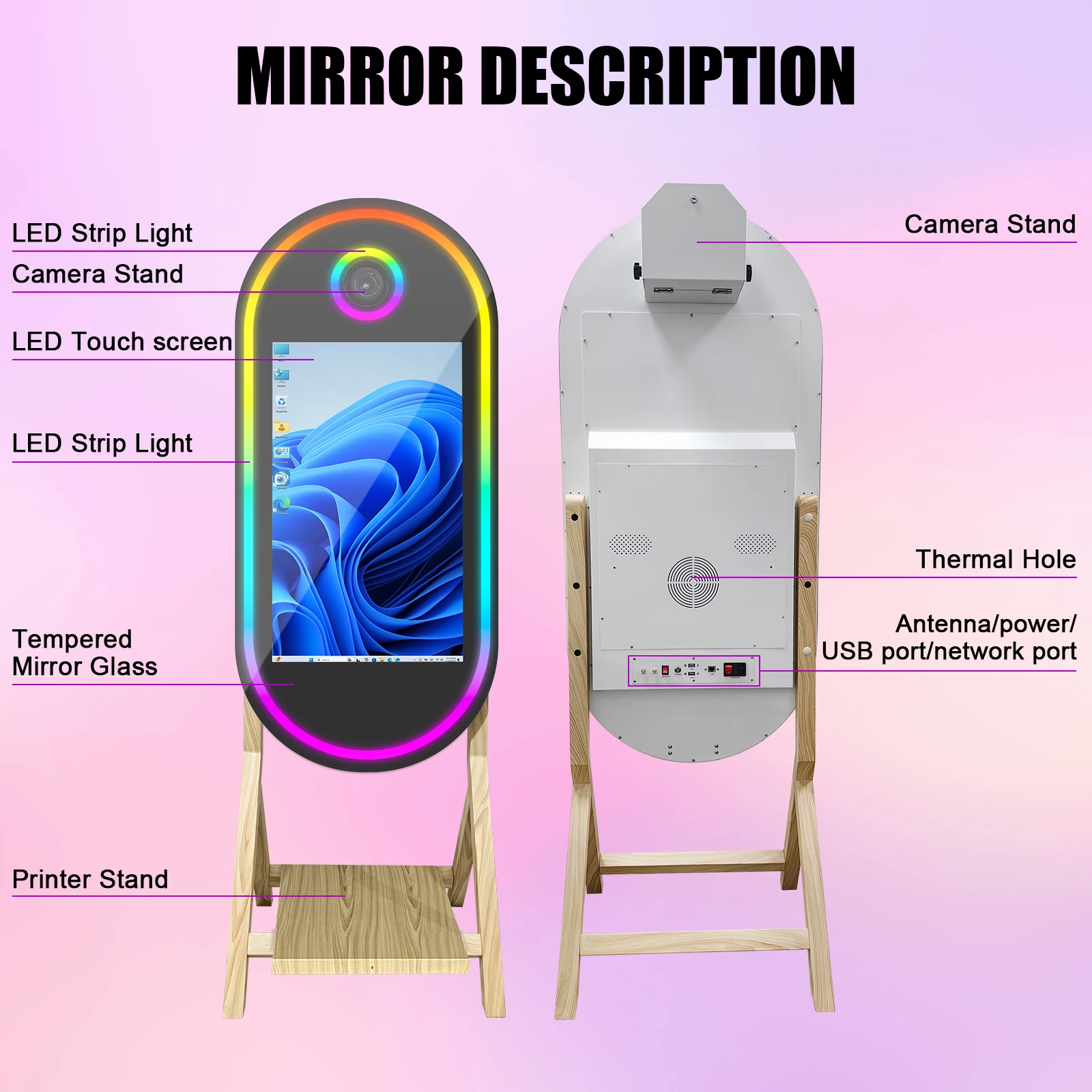 2025 مرآة سحرية كابينة تصوير كاميرا سيلفي خشبية DSLR كابينة تصوير شاشة تعمل باللمس آلة لحفلات الزفاف وأعياد الميلاد