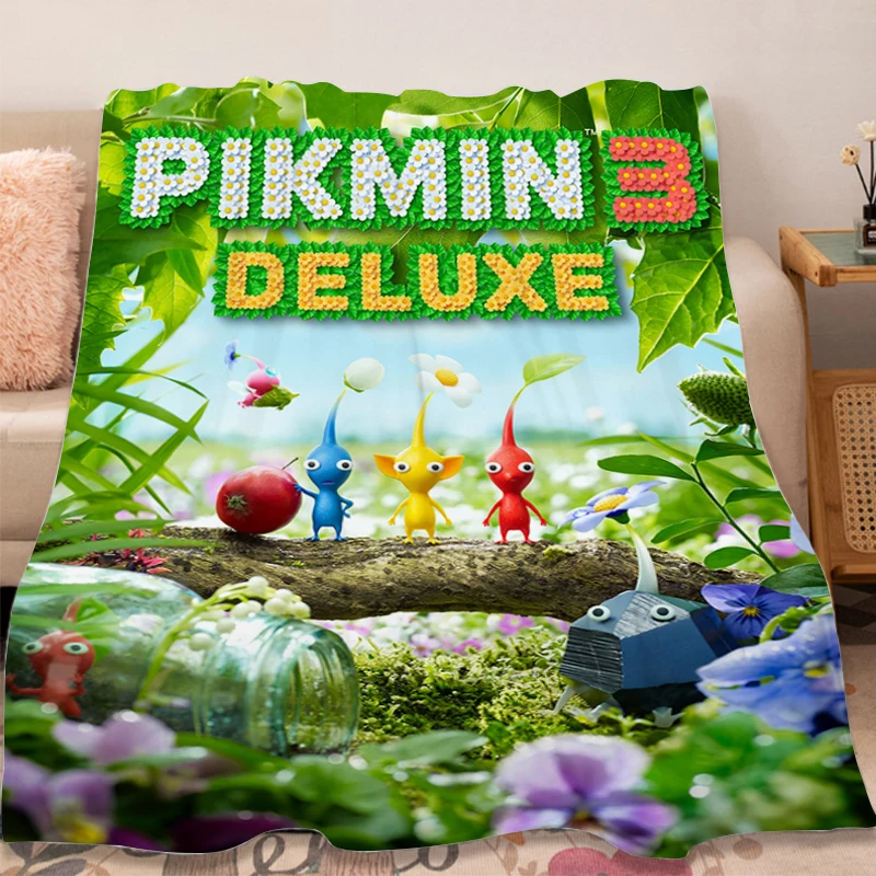 Game Blanket P-Pikmins Sofa Winter Fluffy Soft Blankets Microfiber Bedding Warm Knee Bed Fleece Camping Custom Nap Home Blanket