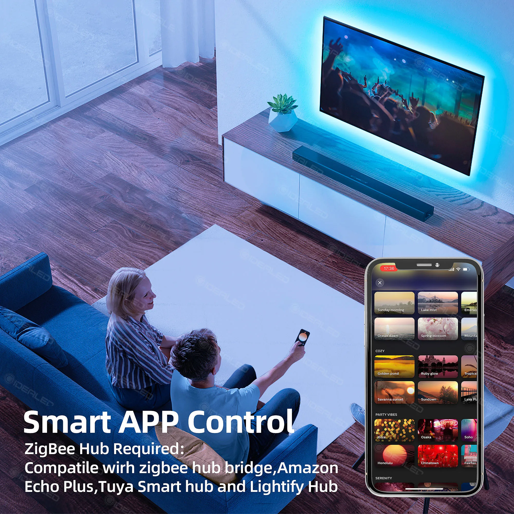 ZigBee 3.0 USB RGBW TV LED Strip Light DC5V APP Control Work with Hub Bridge Echo Plus Alexa Voice Control for TV Backlight